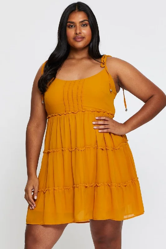 Summer dresses for hot weatherLight Must Skater Dress Square Neck Sleeveless Tie