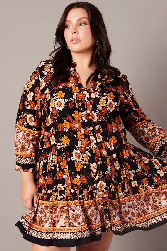 Denim dresses for womenBlack Boho Button Through Shirtdress
