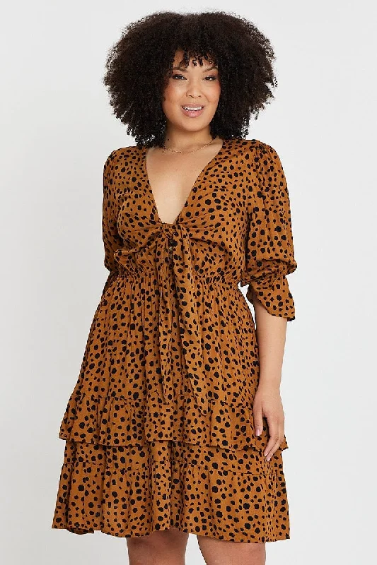Cocktail dresses for womenGeo Print Front Tied Dress