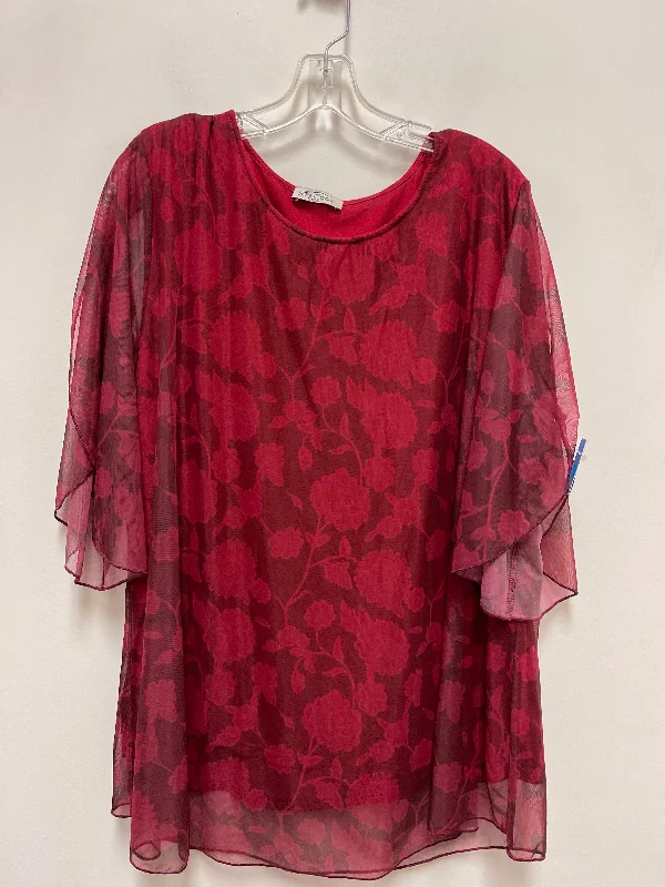 Machine-washable women's topsTop Short Sleeve By Clothes Mentor In Red, Size: 3x