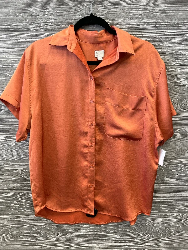 Olive green women's topsTop Short Sleeve By A New Day In Orange, Size: Xs