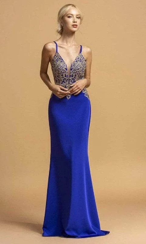 Sack dresses for womenTrevi Collection L2185 - Beaded Bodice Evening Gown