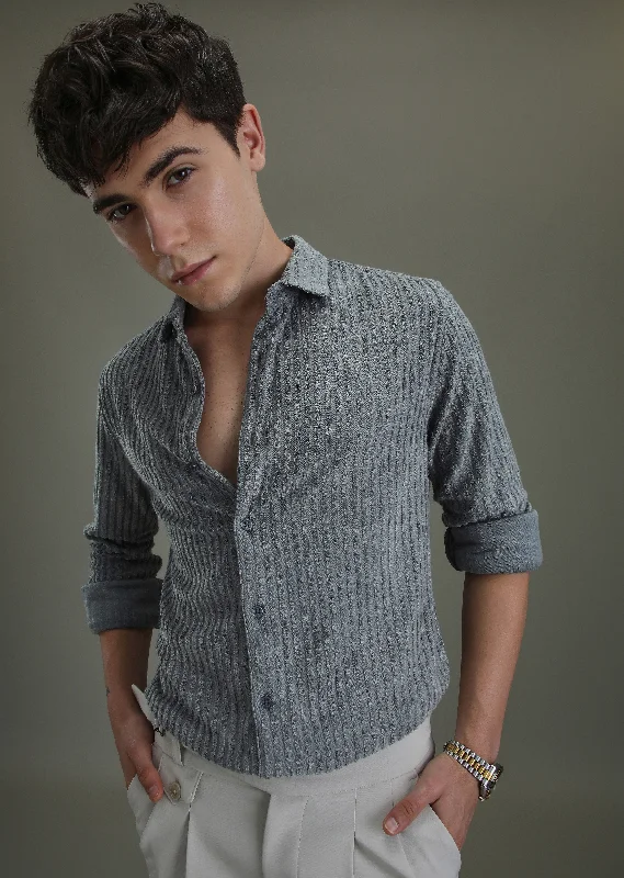 button-down shirts for menGrey Corduroy Stripe Shirt