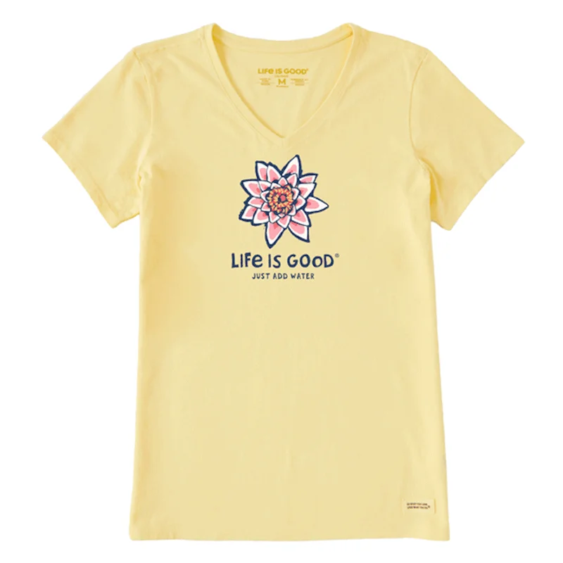 short-sleeved shirts for men with a minimalist aestheticWomen's Pink Water Lily Short Sleeve Vee