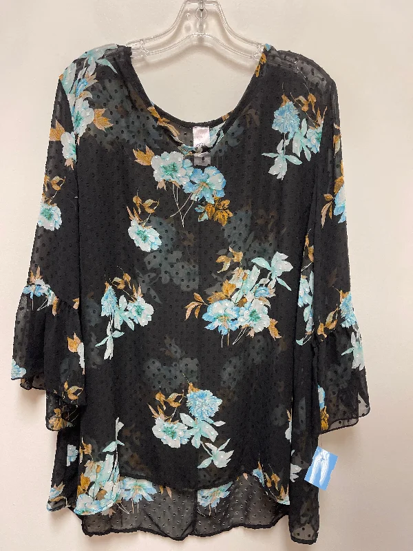 Limited edition women's topsTop Short Sleeve By Clothes Mentor In Floral Print, Size: 2x