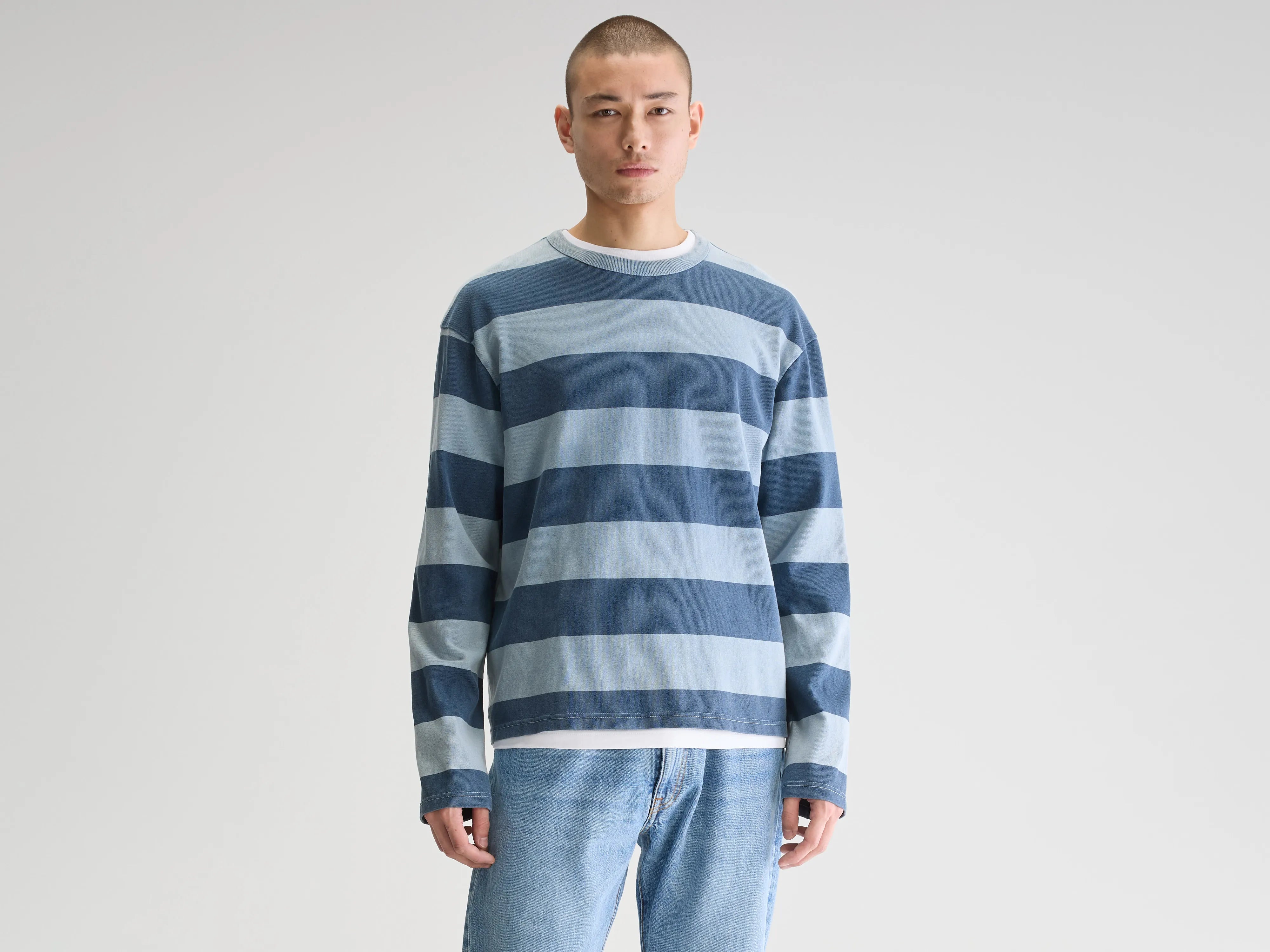 short-sleeved shirts for men that look great with sneakersFuller long-sleeve t-shirt (251 / M / STRIPE C)