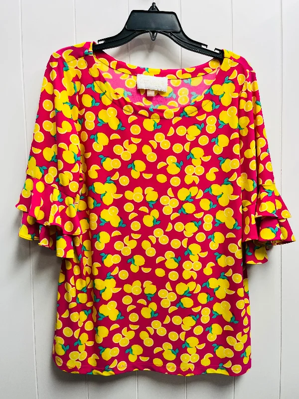 Sustainable women's topsTop Short Sleeve By Cappagallo In Pink & Yellow, Size: L