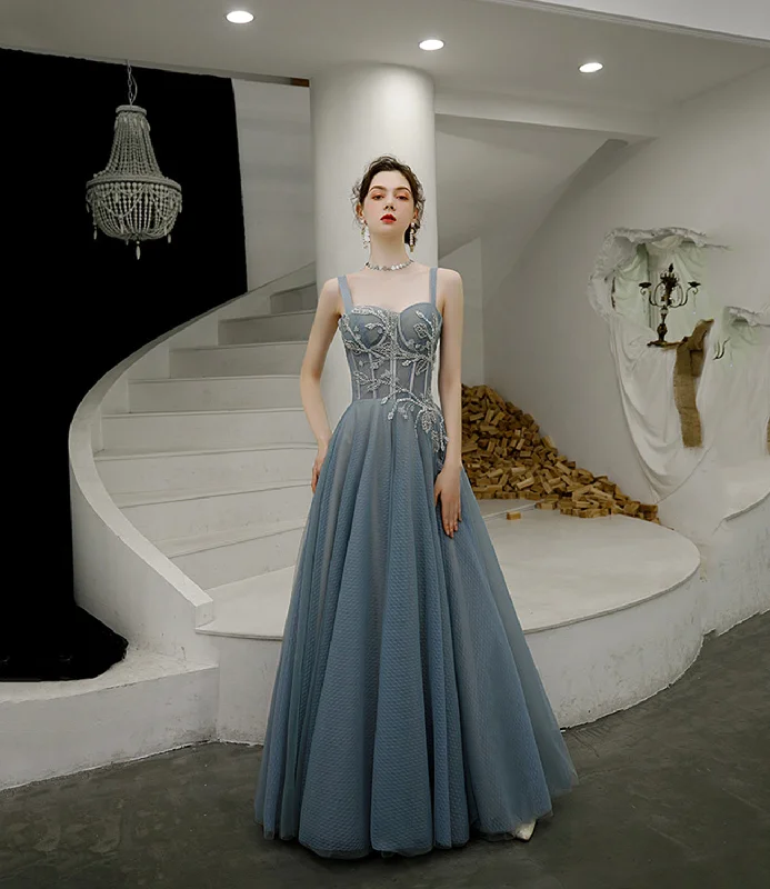 Tall women's dressesCute tulle long A line prom dress evening dress  8561