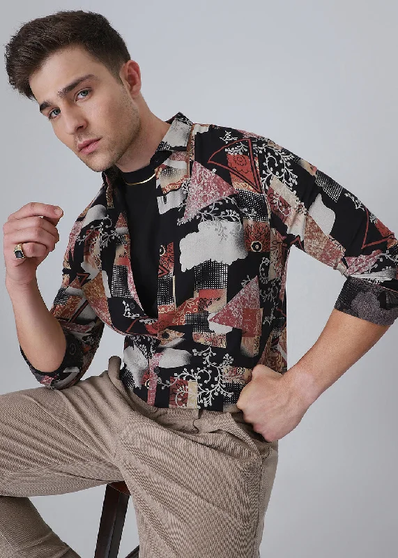 polo shirts for menRed Abstract Feather Shirt