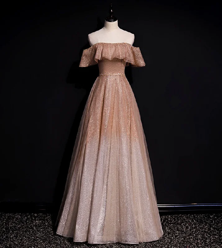 Gym wear dresses for athletic activitiesA line tulle sequins long prom dress evening dress  8541