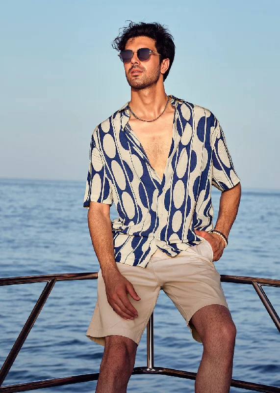 plaid shirts for menBlue Geometric Printed Shirt