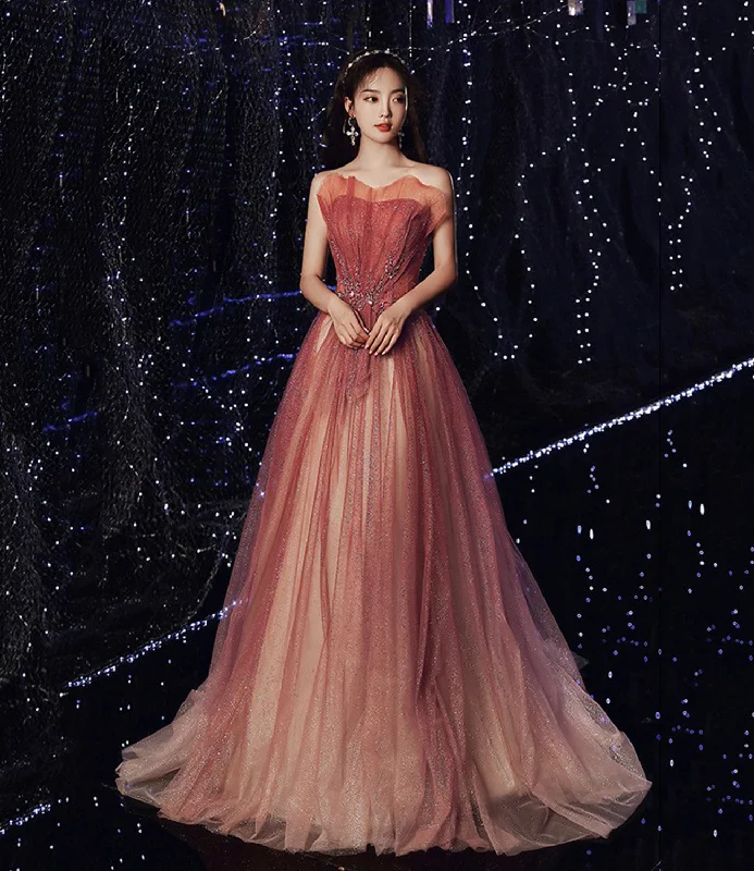 Cap sleeve dresses for womenShiny tulle sequins long prom dress A line evening dress  8580