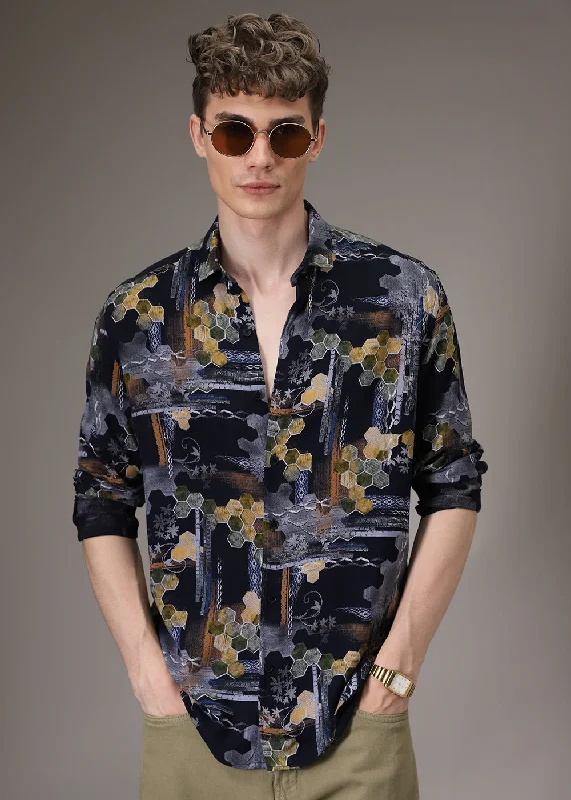 activewear tops for menHexa Print Feather Shirt