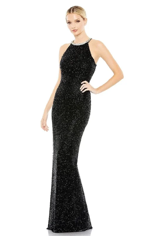Short-sleeved dresses for womenMac Duggal 93742 - Beaded Halter Neck Evening Gown