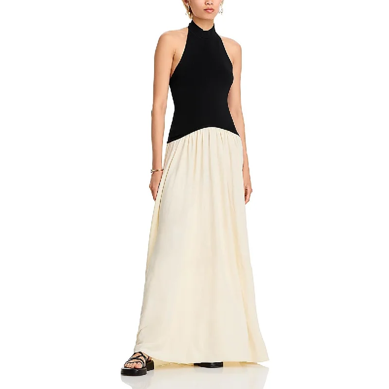 Plus-size dresses for womenSolid & Striped Womens Soglio Halter Long Evening Dress