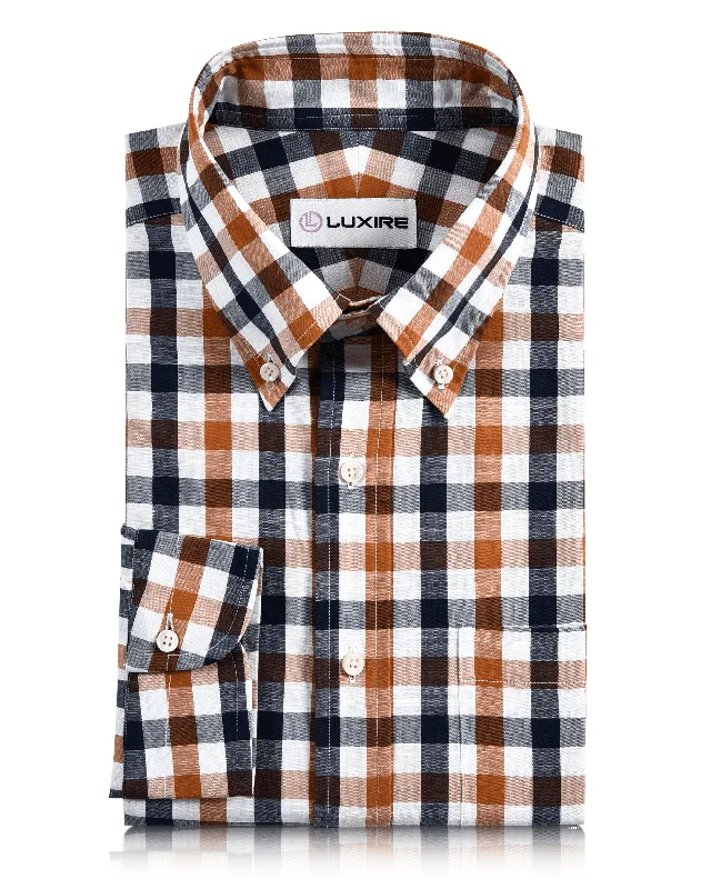 turtlenecks for menNavy Mustard Macro Gingham Checks