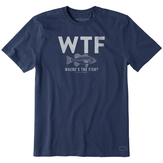 casual short-sleeved men's shirtsMen's WTF Line Drawing Bass Crusher Tee