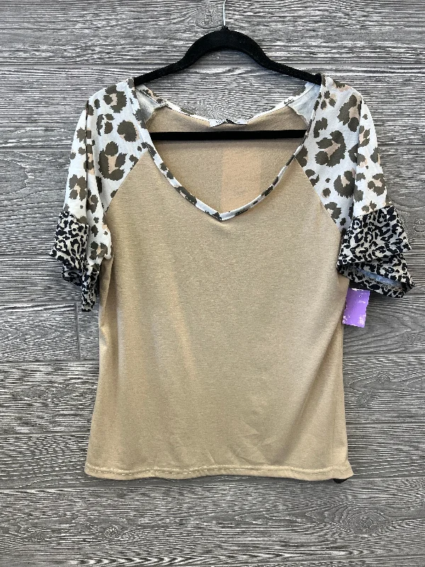 Asymmetric women's topsTop Short Sleeve By Misslook In Tan, Size: S