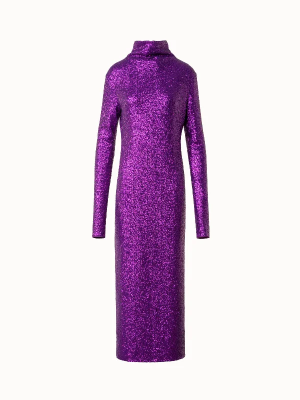 Chiffon dresses for womenLong Sequined Evening Gown with Sleeves