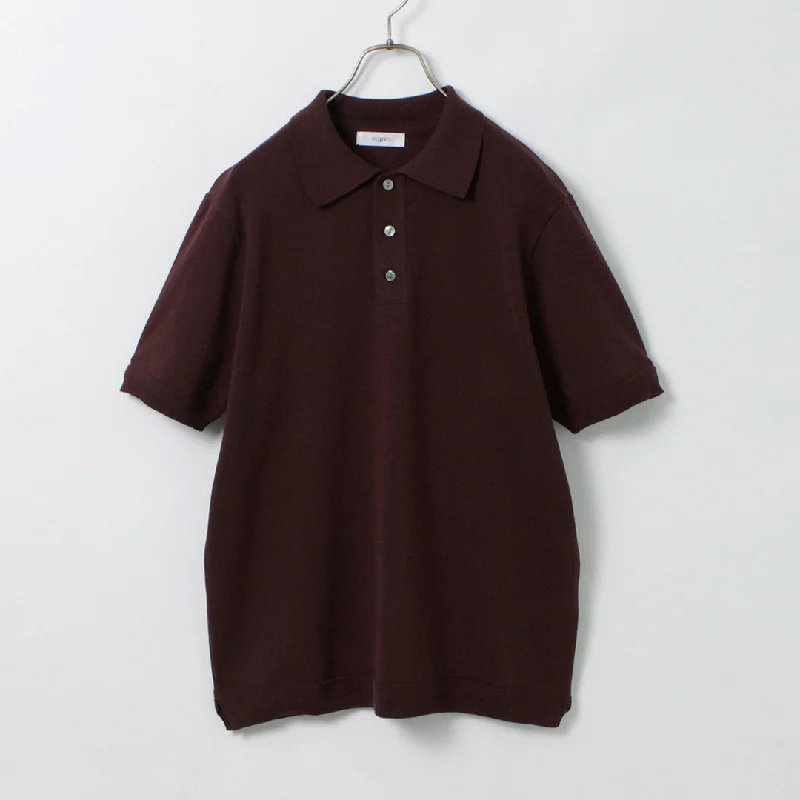 tops with pockets on the chest for menFUJITO / Knit Polo Easy Solid Collar
