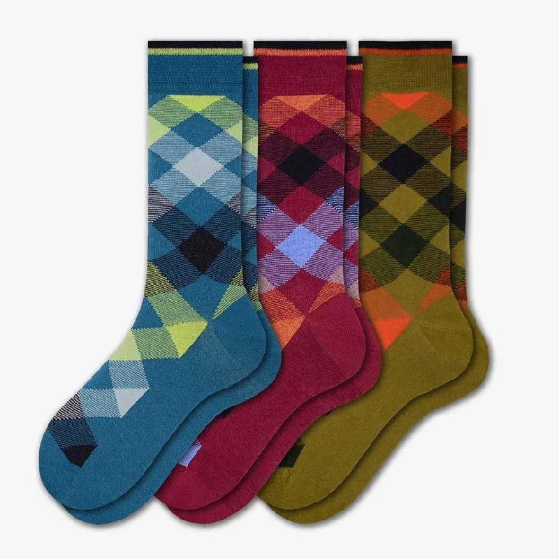 anoraks for menMen's Crew Socks - Combed Cotton Argyle Pattern 3-Pair Packs