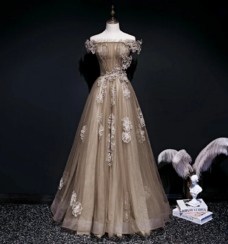 Workout dresses for active lifestylesCute tulle long A line prom dress cute evening dress  8694