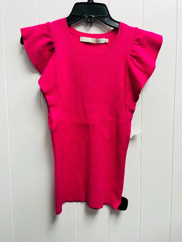 High-low hem women's topsTop Short Sleeve By marie oliver In Pink, Size: M