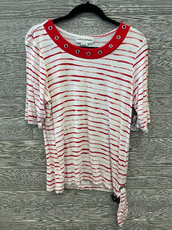 Sequined women's topsTop Short Sleeve By Cathy Daniels In Red & White, Size: S