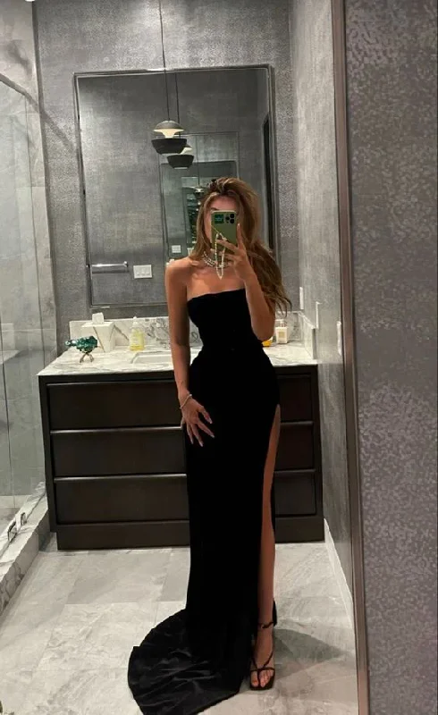 Sweetheart neckline dresses for womenMermaid black ball gown long evening dress gh1069