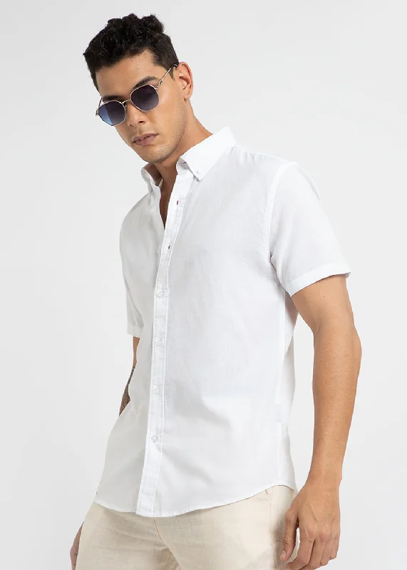 tops suitable for cold weather for menFrost White Cotton Linen Shirt