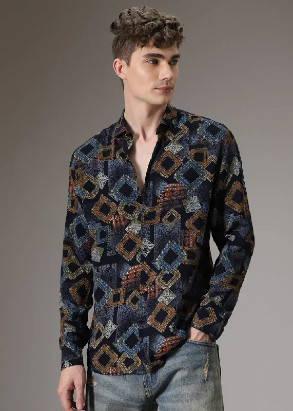 parkas for menArgyle Diamond Blue Feather Shirt