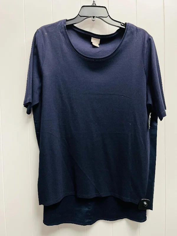 Lace women's topsTop Short Sleeve Basic By Chicos In Navy, Size: L