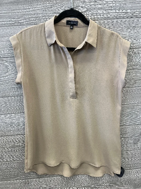 Crew neck women's topsTop Short Sleeve By Limited In Tan, Size: S