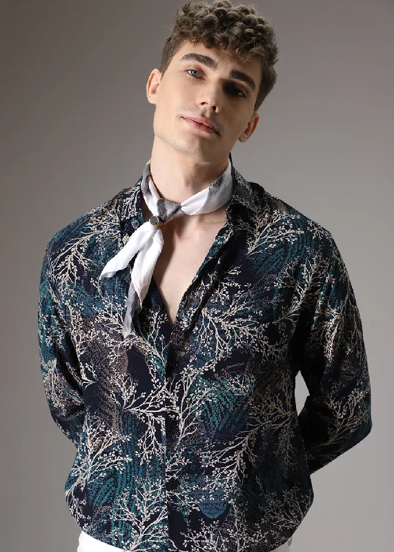 sports coats for menTeal Coral Feather Shirt
