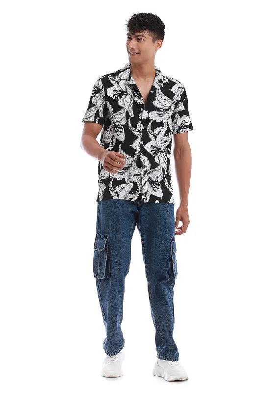 casual jackets for menLily Print White Popcorn Shirt