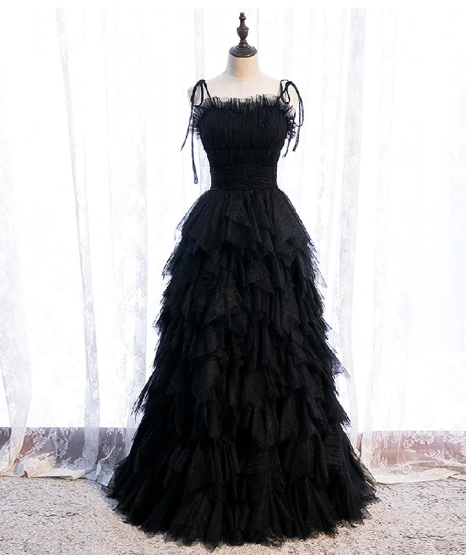 Patterned dresses for womenBlack tulle long prom gown evening dress  8397