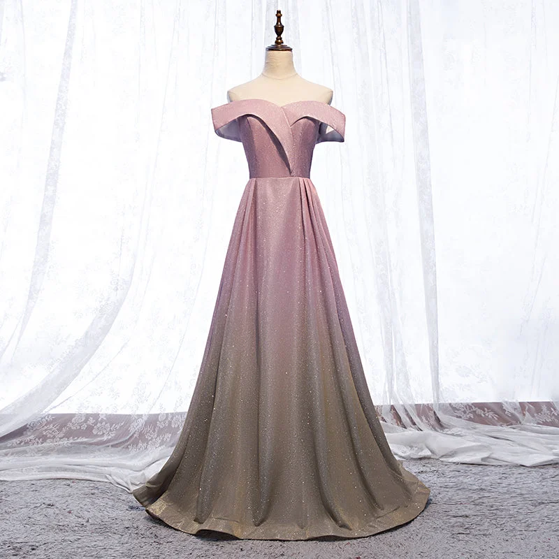 Patterned dresses for womenShiny satin long prom dress pink evening dress  8623