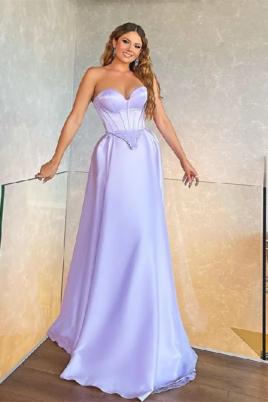 Embroidered dresses for womenGlamorous Sweetheart Lilac Long Evening Dress Online  gh1956
