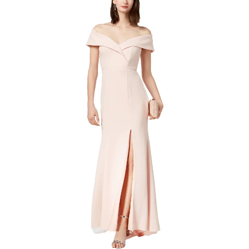 Chiffon dresses for womenXscape Womens Off-The-Shoulder Long Evening Dress