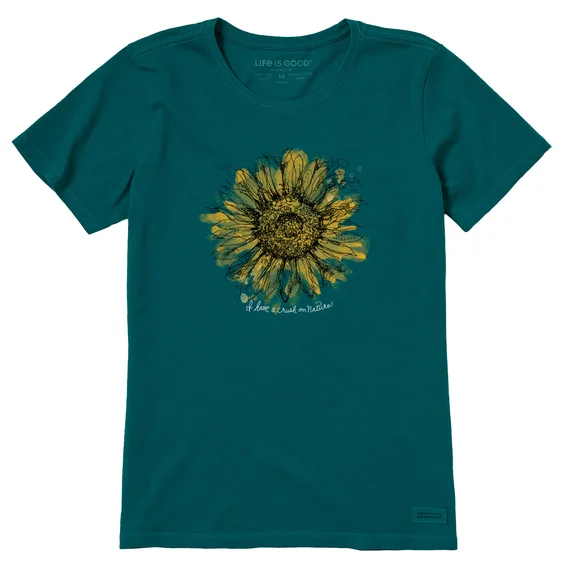 moisture-wicking short-sleeved shirtsWomen's Scribbled Sunflower Crusher Tee