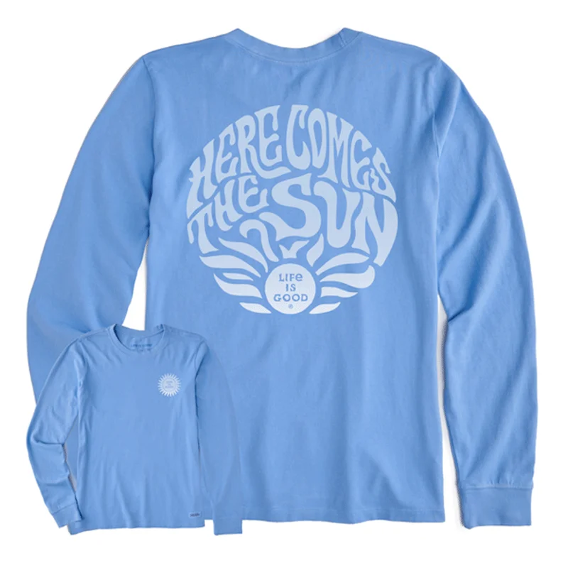 designer short-sleeved shirts for menWomen's Trippy Here Comes the Sun Long Sleeve Crusher-LITE Tee