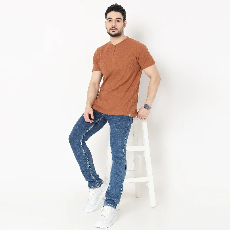activewear tops for menLumberjack™ Henley in Micro Waffle Structured Fabric - Warm Feeling for Comfort Regular Solid  Sweat Tee