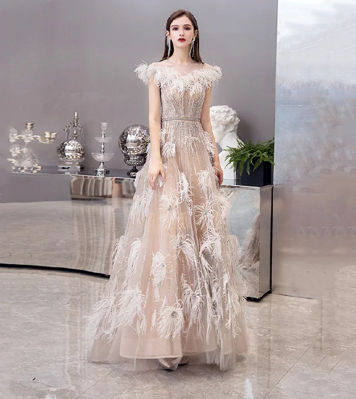Evening women's dressesUnique tulle beads long prom dress evening dress  8524
