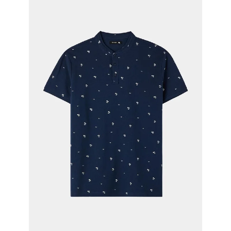 low-neck tops for menMicro Patterned Henley T-Shirt