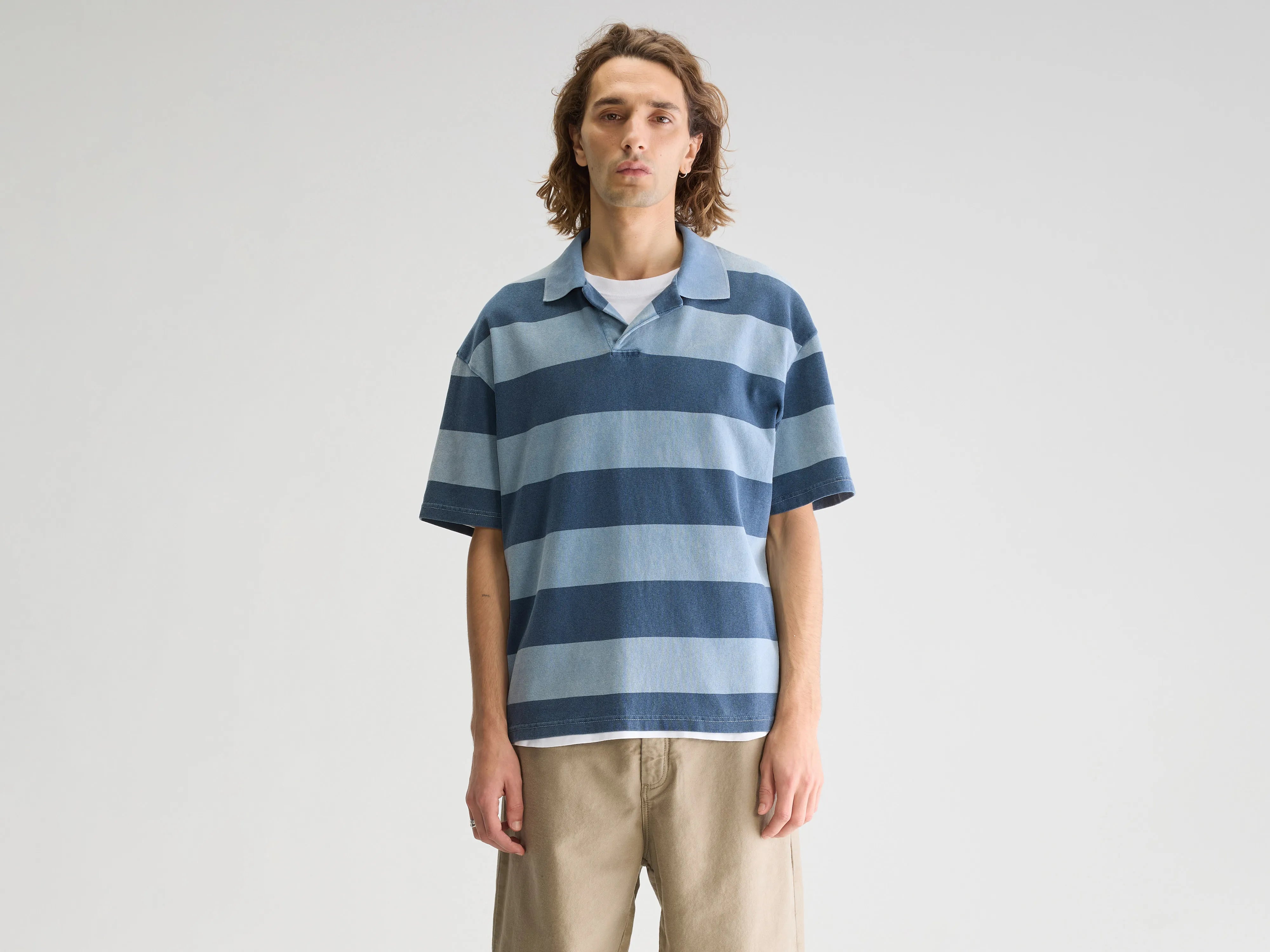 dressing up short-sleeved men's shirts for formal eventsForst short-sleeve polo (251 / M / STRIPE C)