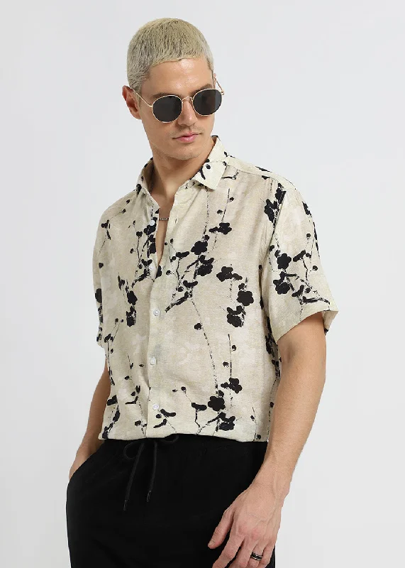 tops with patches for menAbstract Flora Printed Shirt