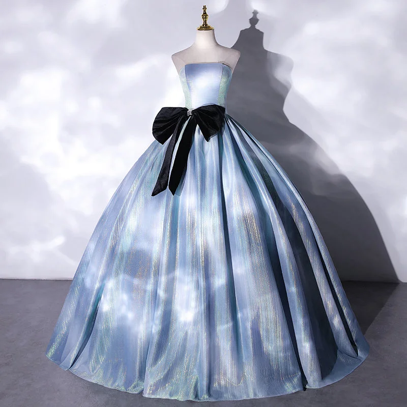 Smock dresses for womenBlue satin long ball gown dress blue evening gown  10186