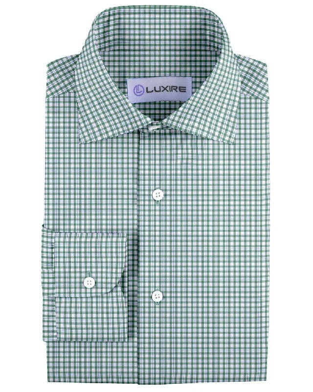 outdoor tops for menClassic Green Tattersall Checks On White