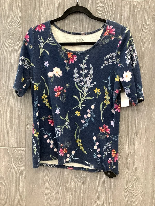 Peter Pan collar women's topsTop Short Sleeve By Time And Tru In Floral Print, Size: S