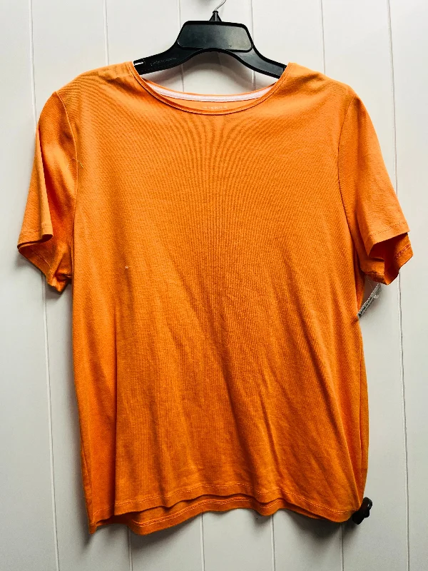 Travel women's topsTop Short Sleeve Basic By Talbots In Orange, Size: Xl